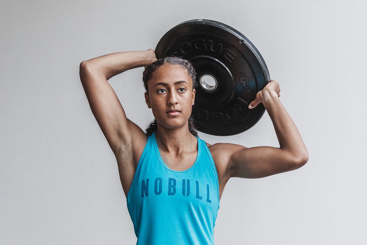 Nobull Racerback Neon Women's Tank Tops Blue | Australia (VI1734)